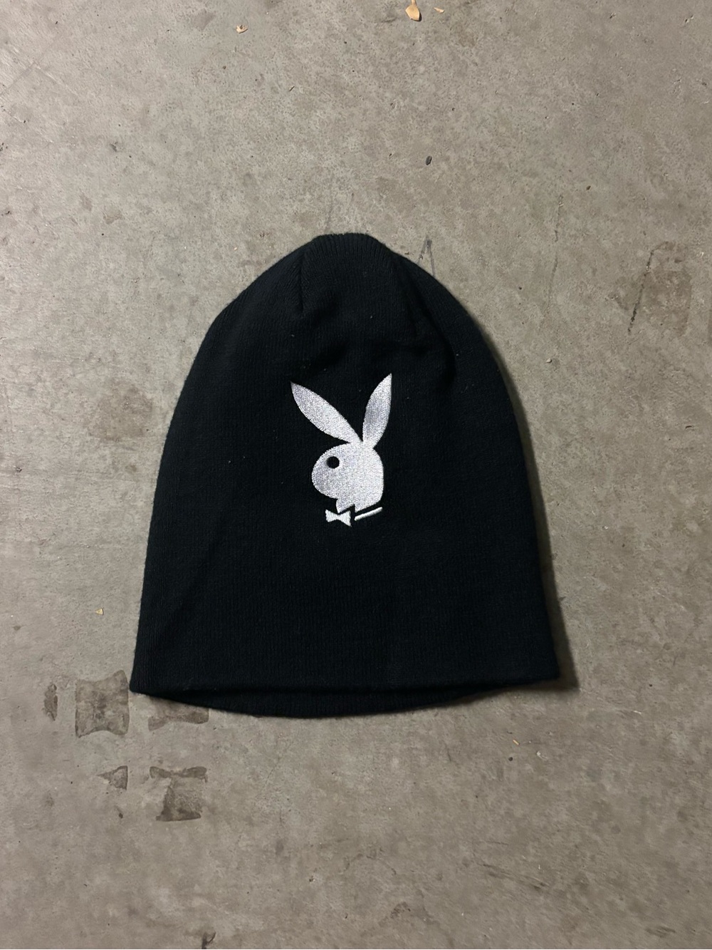 PLAYBOY Black Beanie with White Bunny Logo